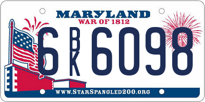 MD license plate 6BK6098