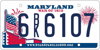 MD license plate 6BK6107