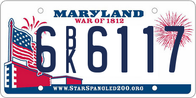 MD license plate 6BK6117