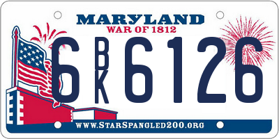 MD license plate 6BK6126
