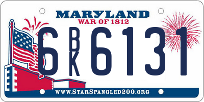 MD license plate 6BK6131