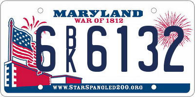 MD license plate 6BK6132