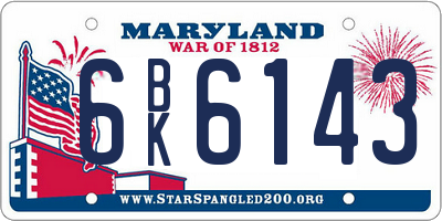 MD license plate 6BK6143