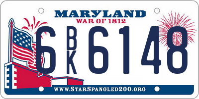 MD license plate 6BK6148