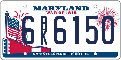 MD license plate 6BK6150