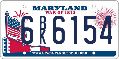 MD license plate 6BK6154