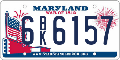 MD license plate 6BK6157