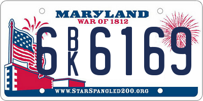 MD license plate 6BK6169