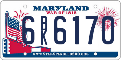 MD license plate 6BK6170