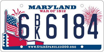 MD license plate 6BK6184