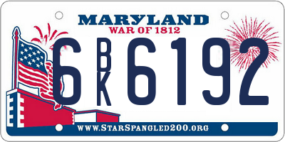 MD license plate 6BK6192
