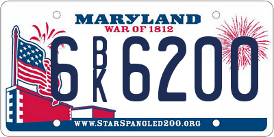 MD license plate 6BK6200