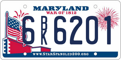 MD license plate 6BK6201