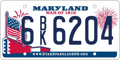 MD license plate 6BK6204