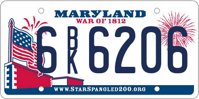MD license plate 6BK6206