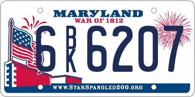 MD license plate 6BK6207