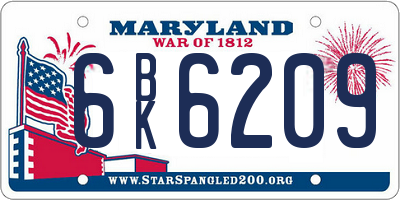 MD license plate 6BK6209