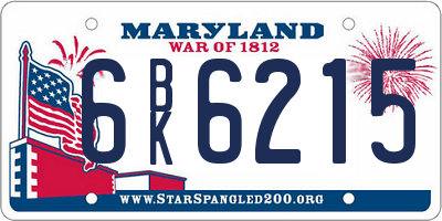 MD license plate 6BK6215