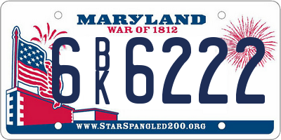 MD license plate 6BK6222