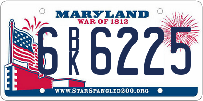 MD license plate 6BK6225