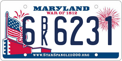 MD license plate 6BK6231