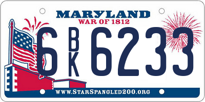 MD license plate 6BK6233