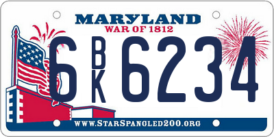 MD license plate 6BK6234