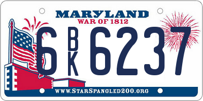 MD license plate 6BK6237