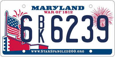 MD license plate 6BK6239