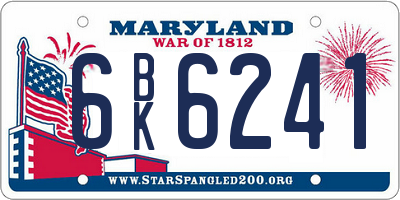 MD license plate 6BK6241