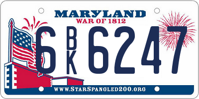 MD license plate 6BK6247