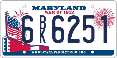MD license plate 6BK6251