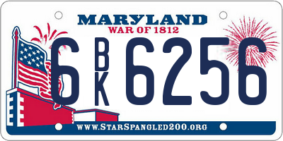 MD license plate 6BK6256