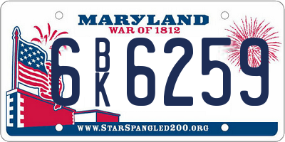 MD license plate 6BK6259