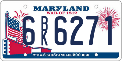 MD license plate 6BK6271