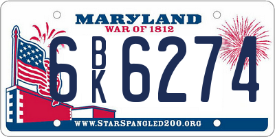 MD license plate 6BK6274