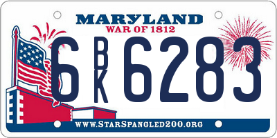 MD license plate 6BK6283