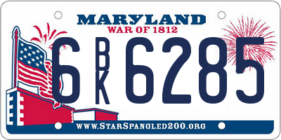 MD license plate 6BK6285