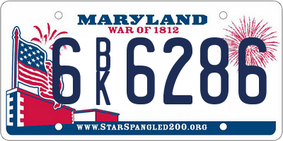 MD license plate 6BK6286
