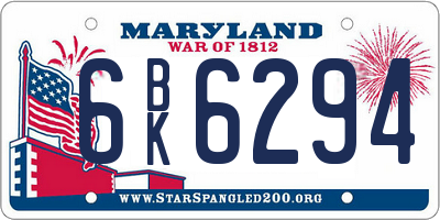 MD license plate 6BK6294