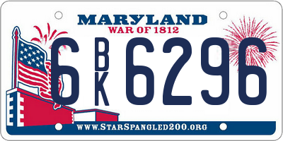 MD license plate 6BK6296