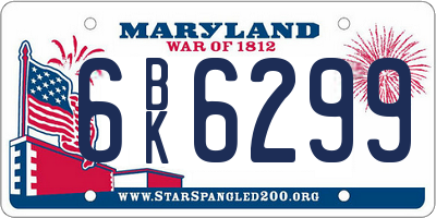MD license plate 6BK6299