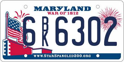 MD license plate 6BK6302