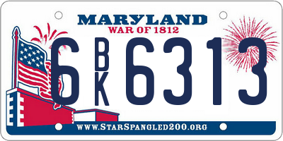 MD license plate 6BK6313