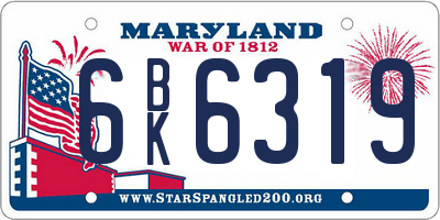 MD license plate 6BK6319