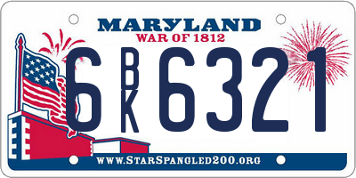 MD license plate 6BK6321