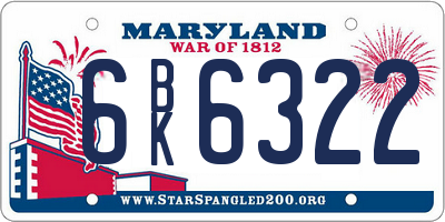 MD license plate 6BK6322