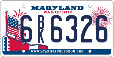 MD license plate 6BK6326