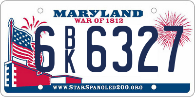 MD license plate 6BK6327