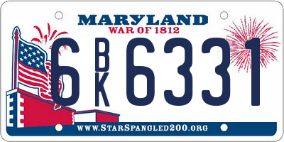 MD license plate 6BK6331